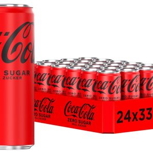 Coca-Cola Zero Sugar – Caffeinated Soft Drink with Original Coca-Cola Flavour – Zero Sugar and No Calories – in Stylish Tins (24 x 330 ml)